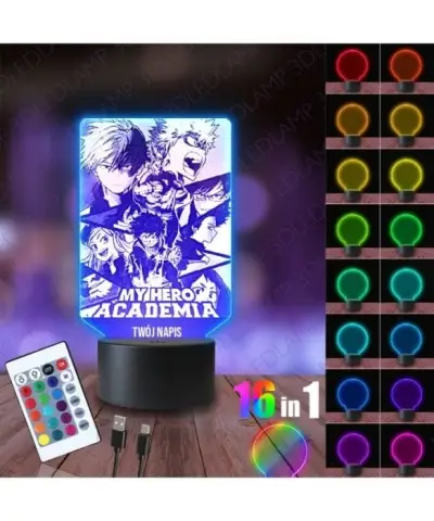 Lampka Nocna 3D LED LAMP My Hero Academia Napis