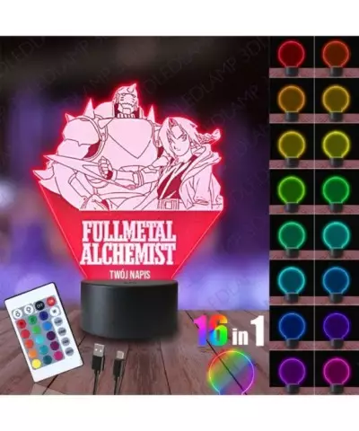 Lampka Nocna 3D LED LAMP Fullmetal Alchemist Napis