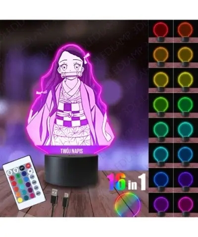 Lampka Nocna 3D LED LAMP Demon Slayer Postać Nezuko
