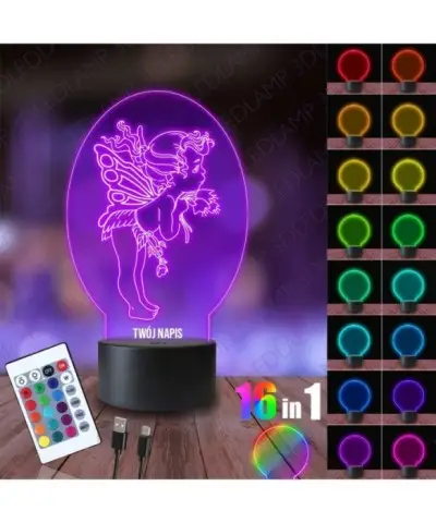 Lampka Nocna 3D LED LAMP Dziecko Wróżka Baśń