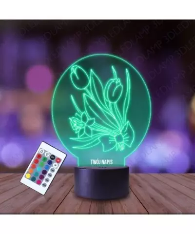 Lampka Nocna 3D LED LAMP Tulipany Bukiecik