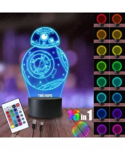 Lampka Nocna 3D LED LAMP Gwiezdne Wojny BB-8