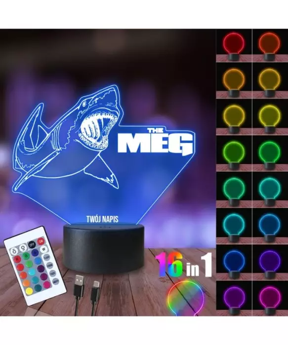 Lampka Nocna 3D LED LAMP Film The Meg Rekin
