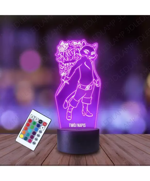 Lampka Nocna 3D LED LAMP Kot w Butach Kitty