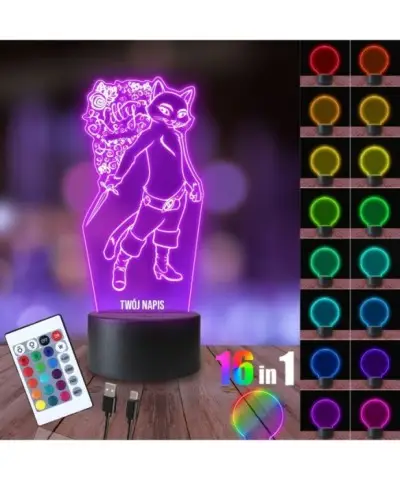 Lampka Nocna 3D LED LAMP Kot w Butach Kitty