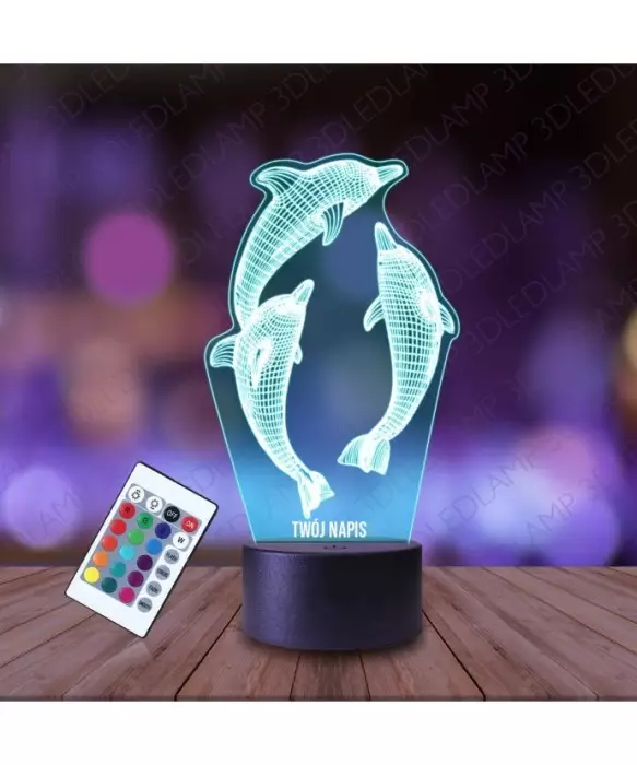 Lampka Nocna 3D LED LAMP 3 Delfiny