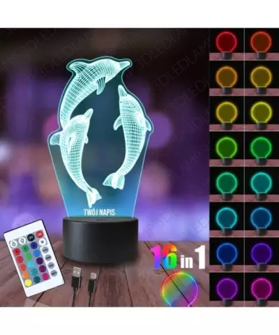 Lampka Nocna 3D LED LAMP 3 Delfiny