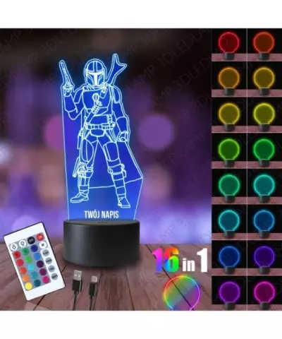 Lampka Nocna 3D LED LAMP Mandalorian Postać