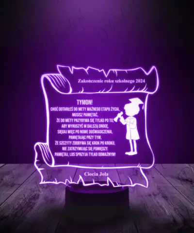 Lampka LED 3D Plexido Prezent Zakończenie Roku Szkolnego - 2