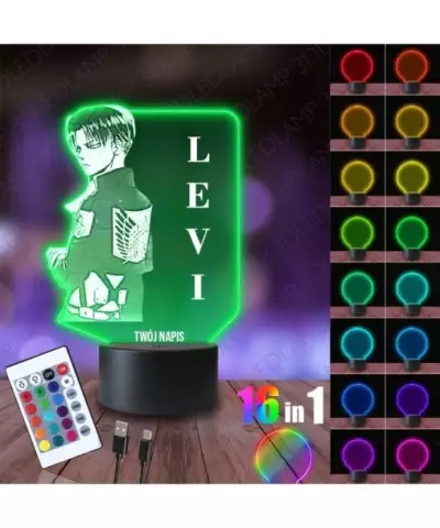 Lampka Nocna 3D LED LAMP Attack on Titan Levi