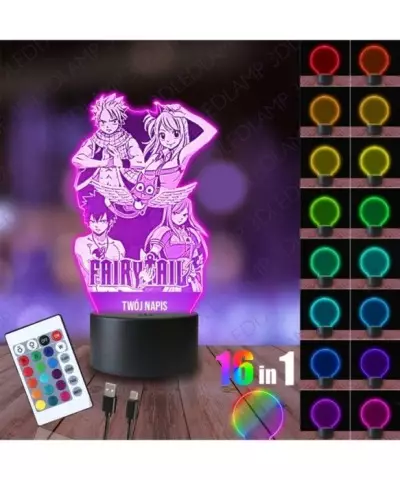 Lampka Nocna 3D LED LAMP Fairy Tail Postacie