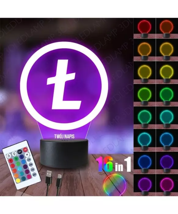 Lampka Nocna 3D LED LAMP Kryptowaluta Litecoin