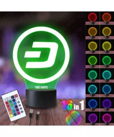 Lampka Nocna 3D LED LAMP Kryptowaluta Dash
