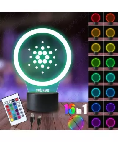 Lampka Nocna 3D LED LAMP Kryptowaluta Cardano