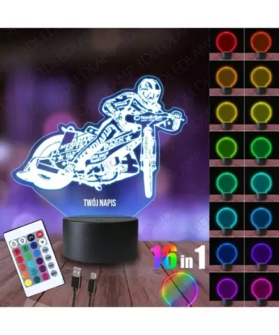 Lampka Nocna 3D LED LAMP Żużel Jazda bokiem