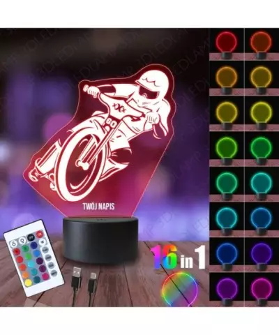 Lampka Nocna 3D LED LAMP Żużel Jazda Sport