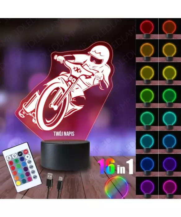 Lampka Nocna 3D LED LAMP Żużel Jazda Sport