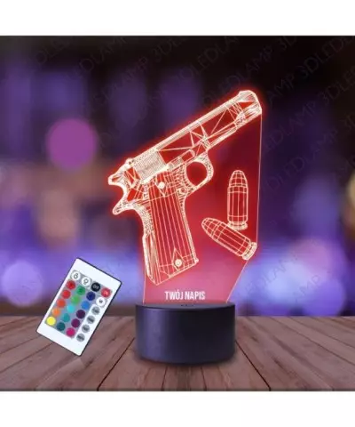 Lampka Nocna 3D LED LAMP Pistolet Naboje