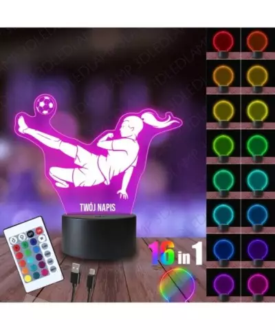 Lampka Nocna 3D LED LAMP Piłka Nożna Piłkarka
