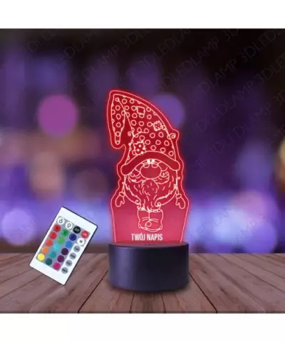 Lampka Nocna 3D LED LAMP Krasnal Świąteczny