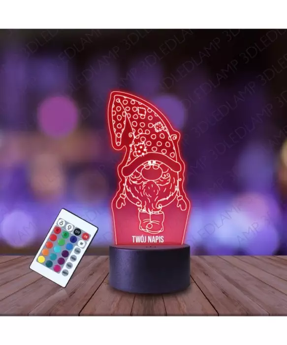 Lampka Nocna 3D LED LAMP Krasnal Świąteczny