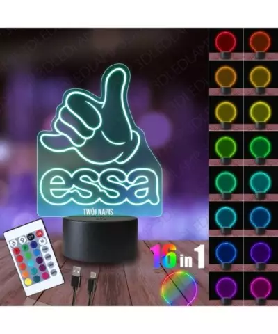 Lampka Nocna 3D LED LAMP Essa Znak Mem