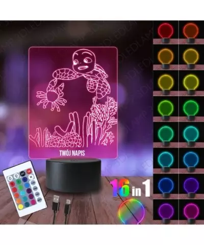 Lampka Nocna 3D LED LAMP Bajka Żółwik Summy