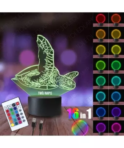 Lampka Nocna 3D LED LAMP Żółw Oceaniczny