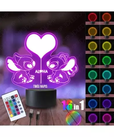 Lampka Nocna 3D LED LAMP Stich i Andzia