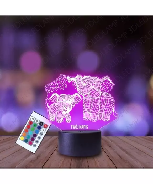Lampka Nocna 3D LED LAMP Słonie Słonik