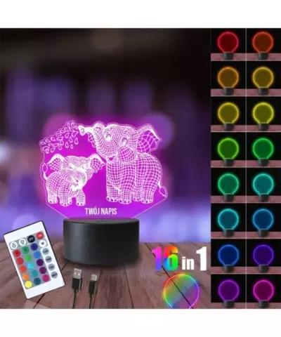 Lampka Nocna 3D LED LAMP Słonie Słonik