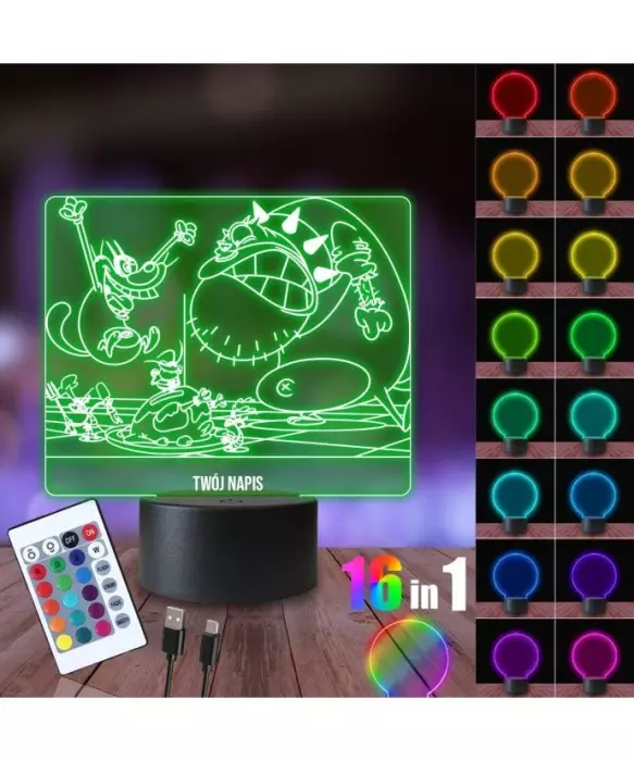 Lampka Nocna 3D LED LAMP Bajka Oggy i Karaluchy