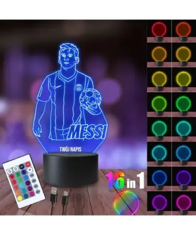 Lampka Nocna 3D LED LAMP Leo Messi PSG