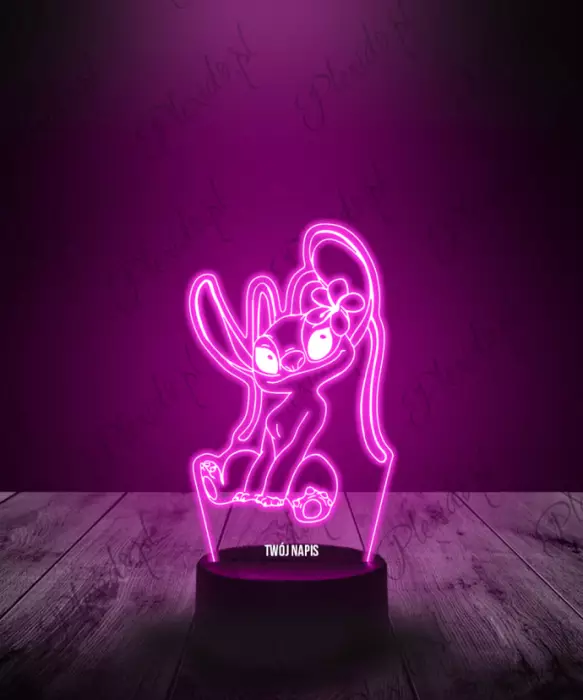 Lampka LED 3D Plexido Andzia Różowy Eksperyment