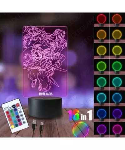 Lampka Nocna 3D LED LAMP Demon Slayer Nezuko z Tanjirou Walka