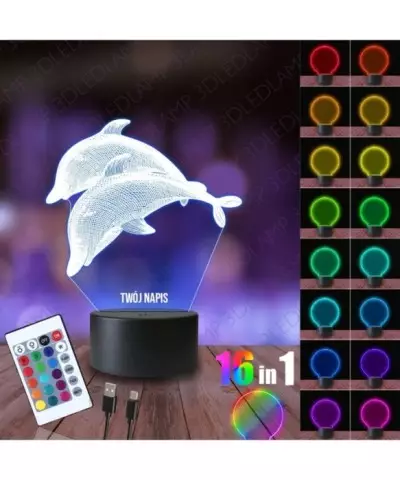 Lampka Nocna 3D LED LAMP Delfin Delfinki