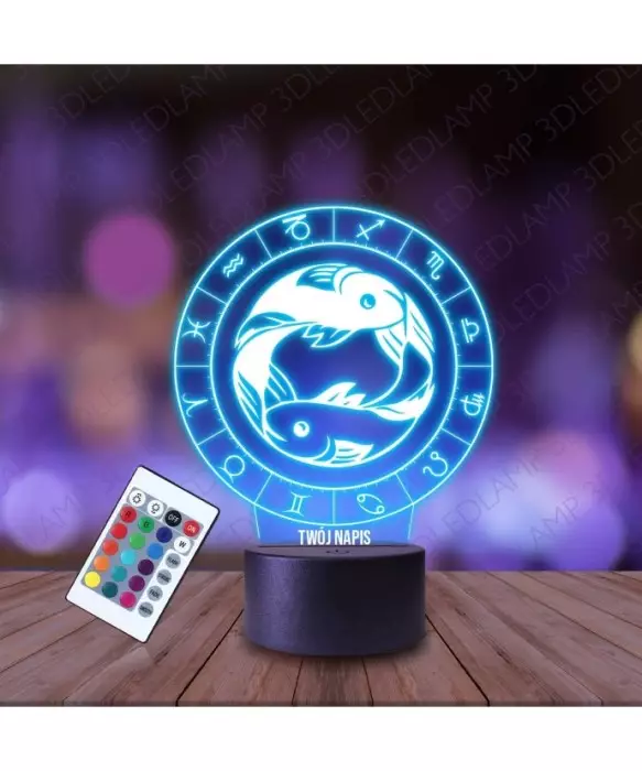 Lampka Nocna 3D LED LAMP Ryby Znak Zodiaku
