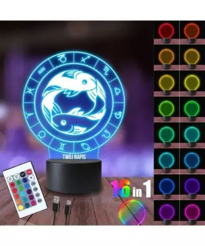 Lampka Nocna 3D LED LAMP Ryby Znak Zodiaku