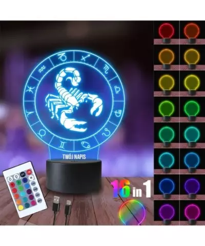Lampka Nocna 3D LED LAMP Skorpion Ósmy Znak Zodiaku