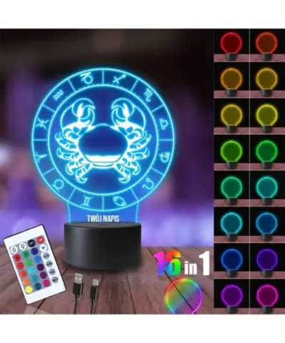 Lampka Nocna 3D LED LAMP Rak Znak Zodiaku