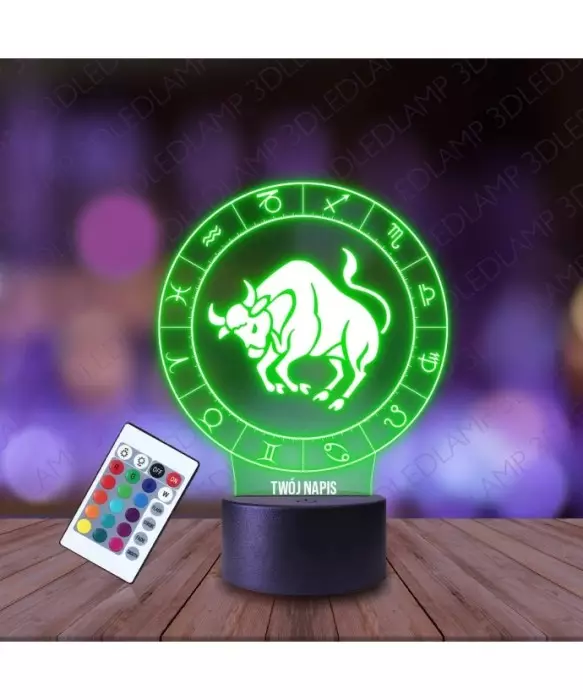 Lampka Nocna 3D LED LAMP Byk Znak Zodiaku