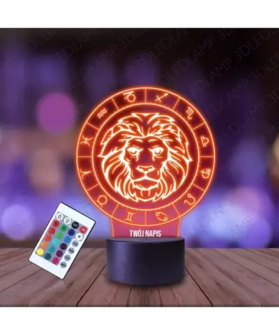 Lampka Nocna 3D LED LAMP Piąty Znak Zodiaku Lew