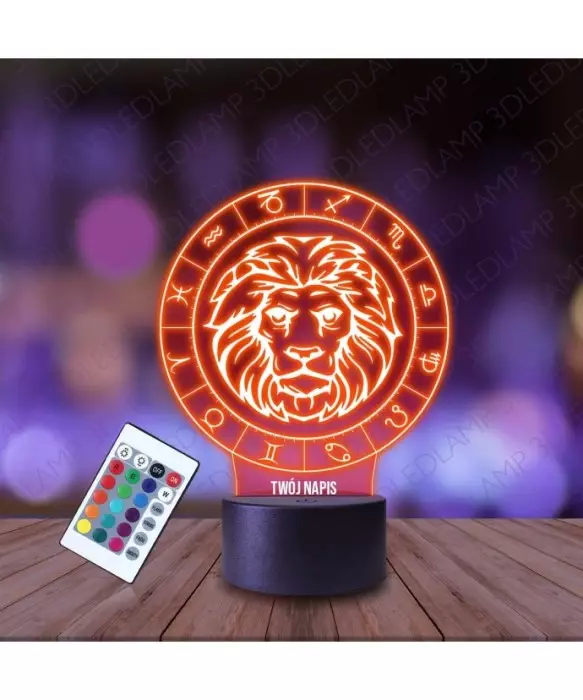 Lampka Nocna 3D LED LAMP Piąty Znak Zodiaku Lew
