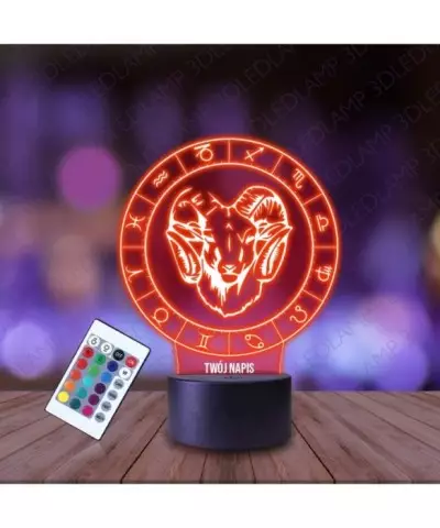 Lampka Nocna 3D LED LAMP Baran Znak Zodiaku