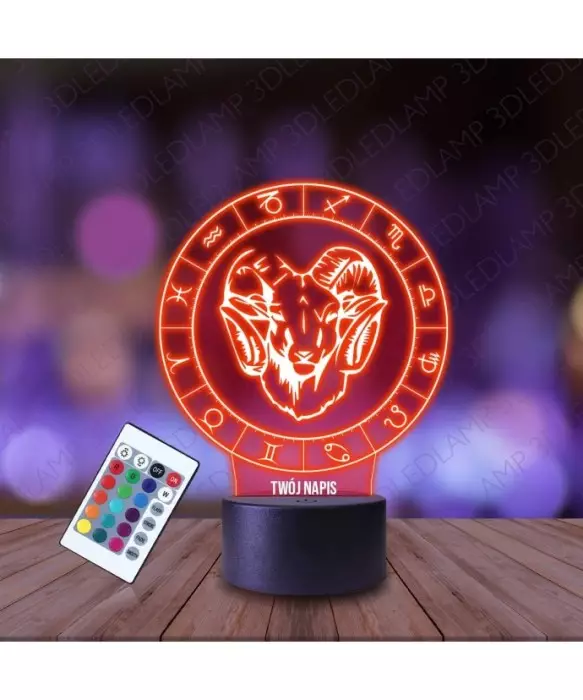 Lampka Nocna 3D LED LAMP Baran Znak Zodiaku