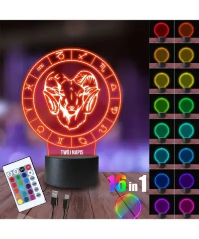Lampka Nocna 3D LED LAMP Baran Znak Zodiaku