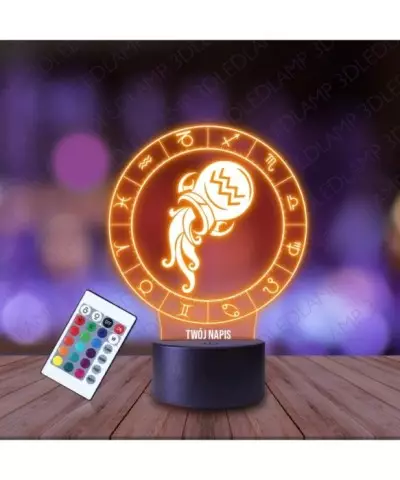 Lampka Nocna 3D LED LAMP Wodnik Znak Zodiaku