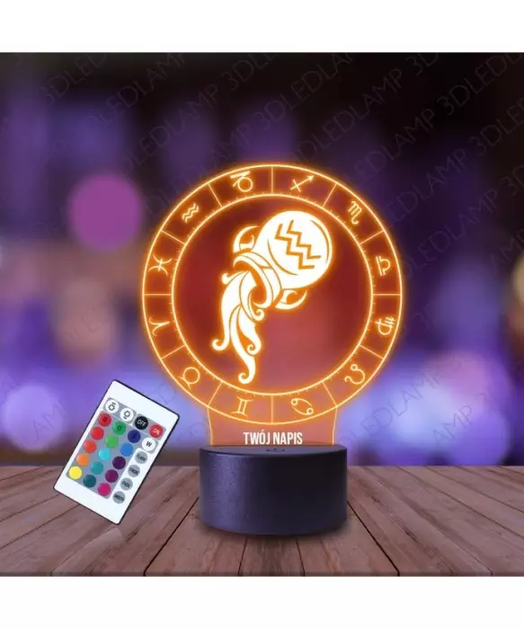Lampka Nocna 3D LED LAMP Wodnik Znak Zodiaku