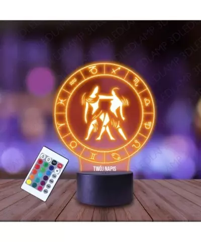 Lampka Nocna 3D LED LAMP Bliźnięta Znak Zodiaku