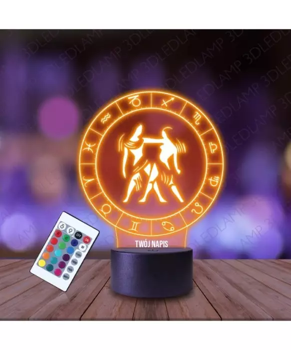 Lampka Nocna 3D LED LAMP Bliźnięta Znak Zodiaku